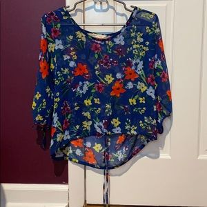 Blue floral blouse